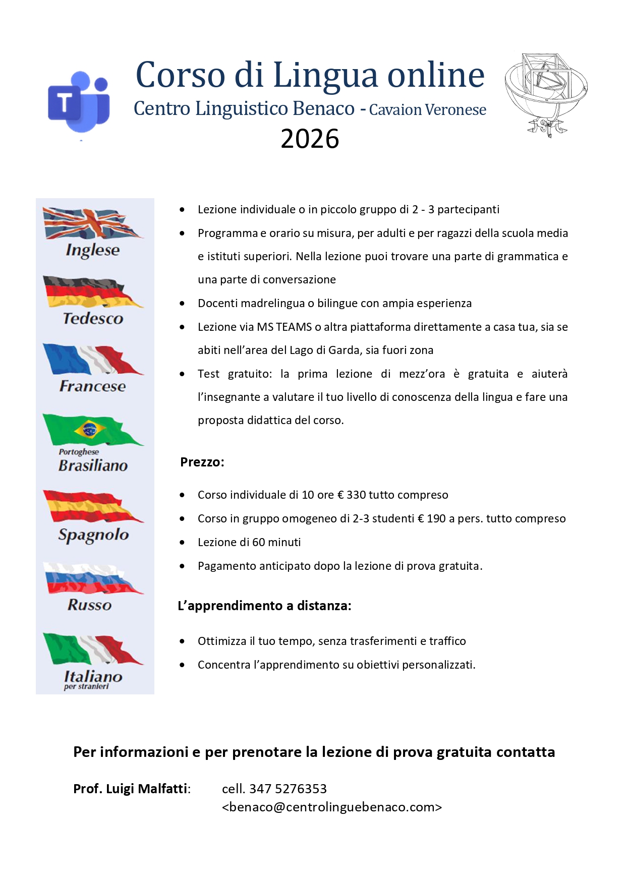 Corso Lingua online 2026 - Centro Lingue Benaco Corso Lingua online 2026 - Centro Lingue Benaco